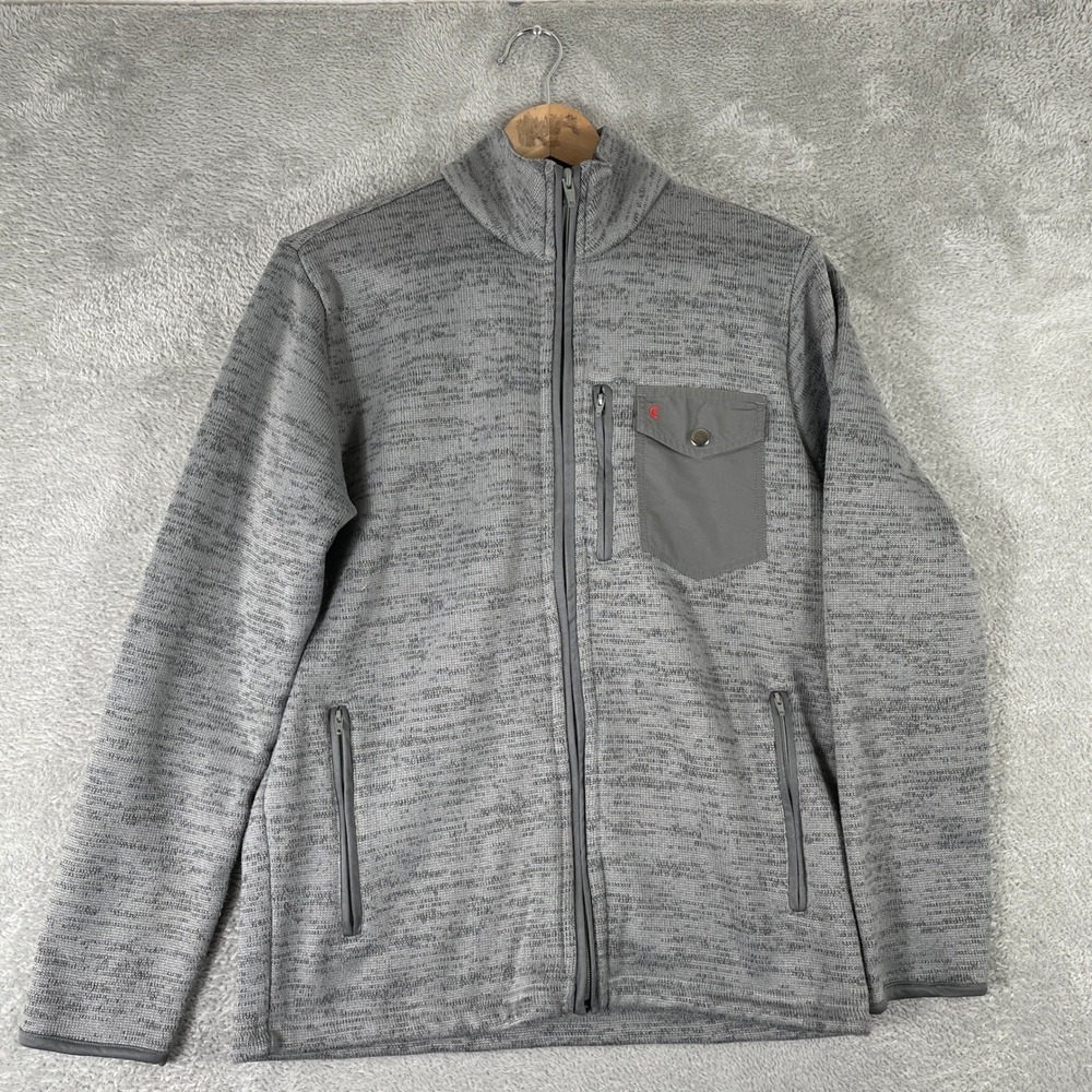 Criquet Jacket Mens Small Gray Fleece Lined Sweater Knit Full Zip Golf Outdoor